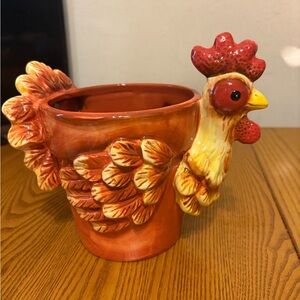 Rooster Planter 5-6” Tall Orange and Yellow 5.5” across